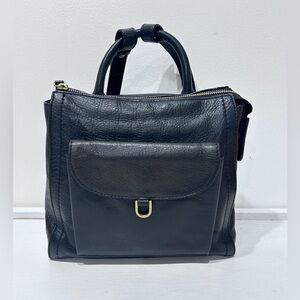 Fossil Parker Mini Backpack Black Leather Small Convertible Bag Everyday Purse
